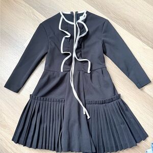 Chic Black Kids Dress with White Trim